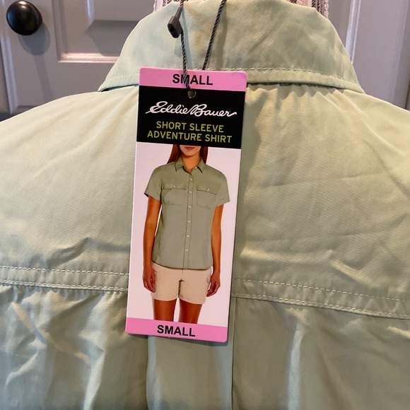 Eddie Bauer Green Short Sleeve Adventure Camp Shirt, NWT, Size S - Picture 3 of 4
